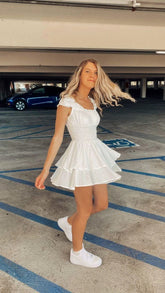 White Summer Outfit Dress White Mini Homecoming Dress Y984