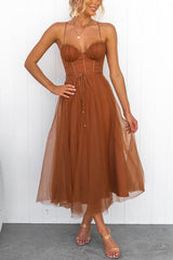 Chiffon Sling Party Midi Dress