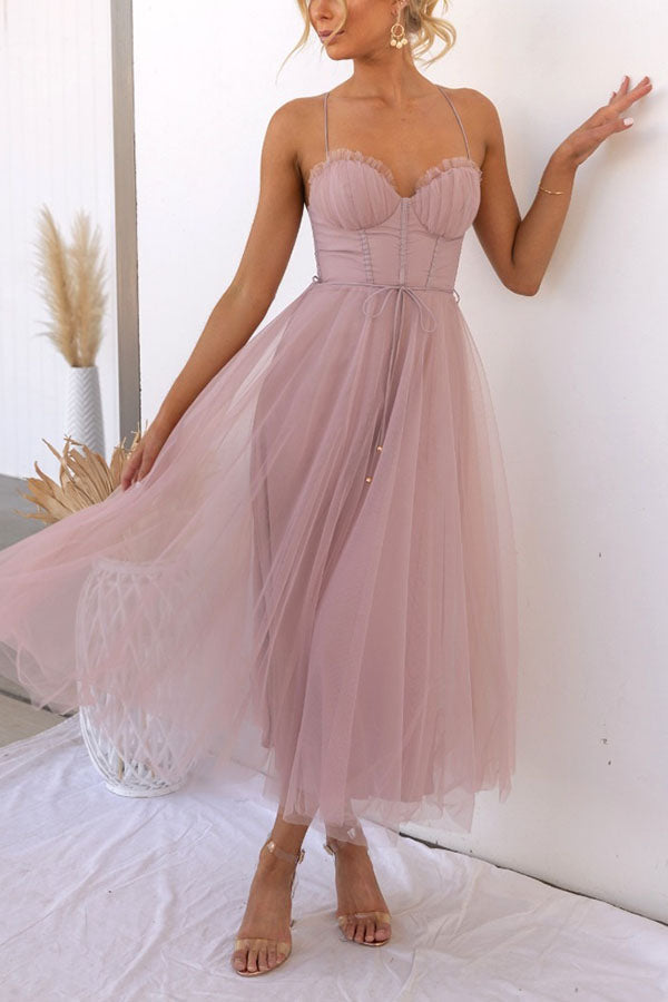 Chiffon Sling Party Midi Dress