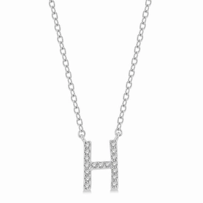 10K White Gold H Initial Diamond Necklace