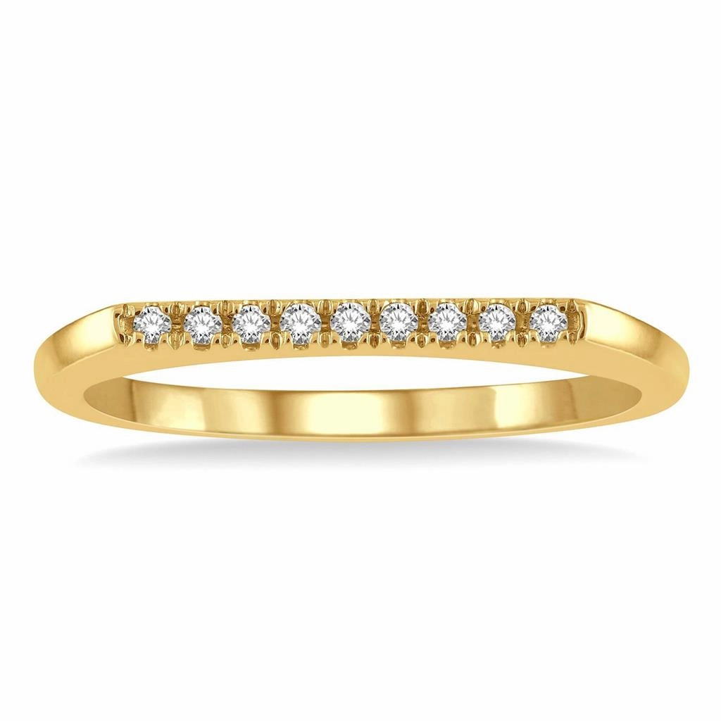 10K Yellow Gold Bar Top Diamond Stackable Ring