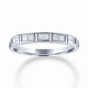 14k Baguette and Princess Cut Diamond Band