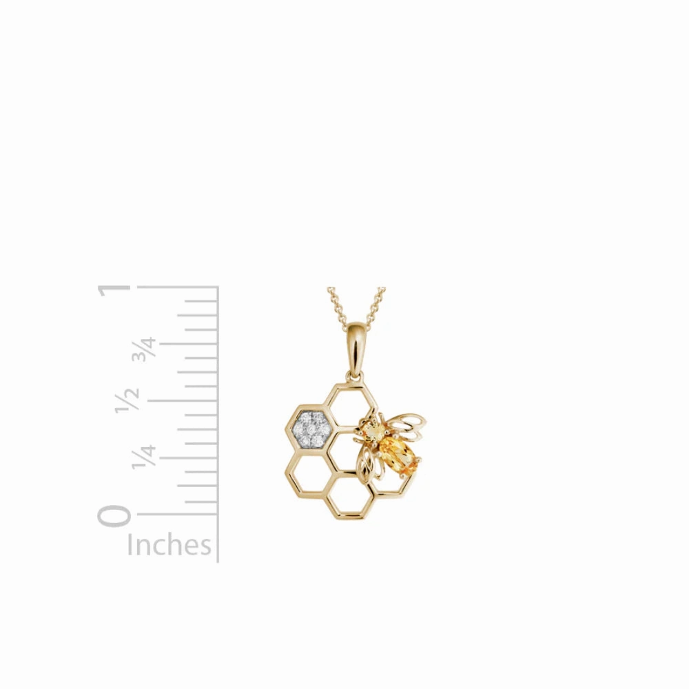 14k Bee & Honeycomb Pendant Necklace