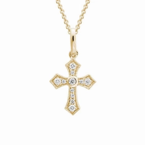 14k Diamond Cross Pendant Necklace