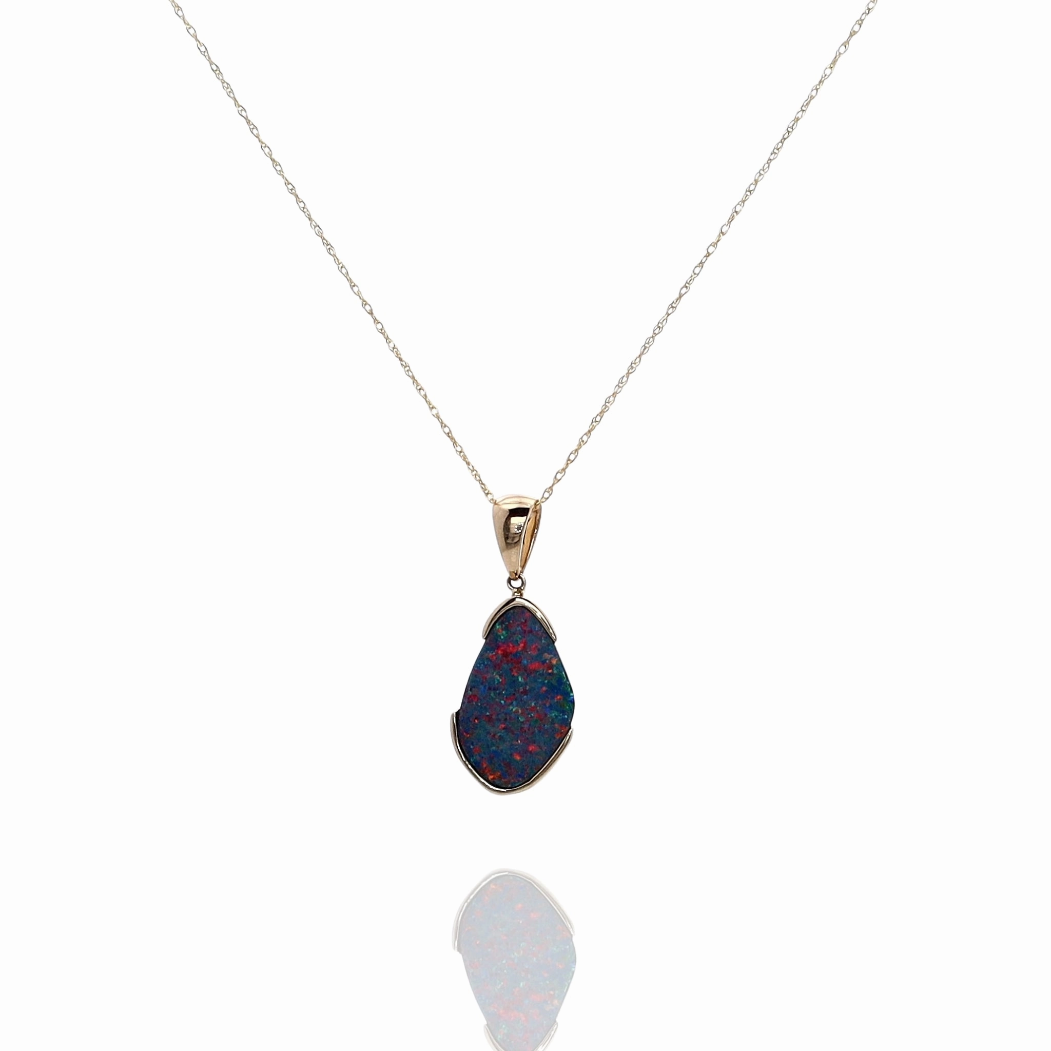 14k Gold Austrailian Opal Doublet Pendant
