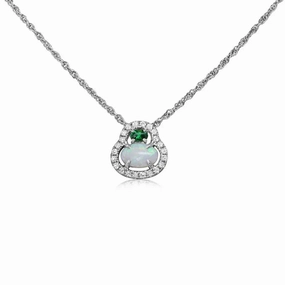 14k Gold Australian Opal and Diamond Necklace