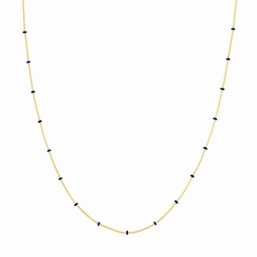 14k Gold Chain with Blue Enamel Stations