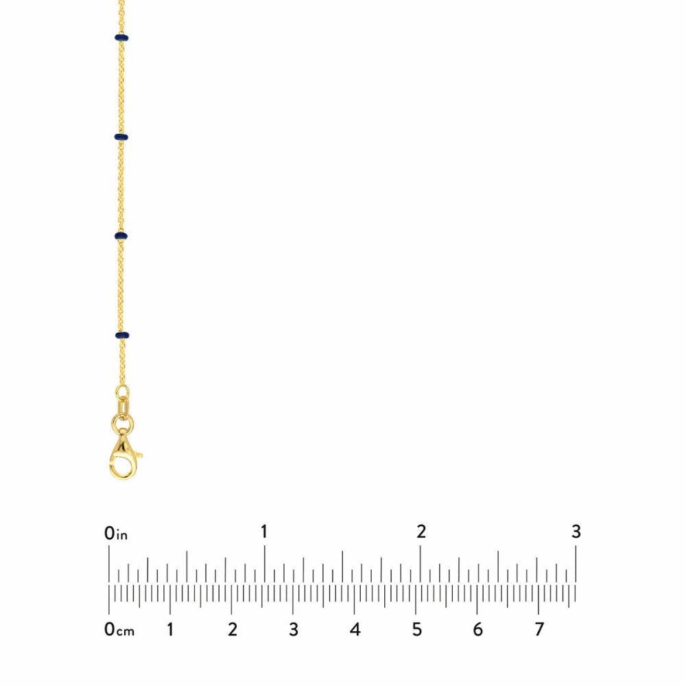 14k Gold Chain with Blue Enamel Stations