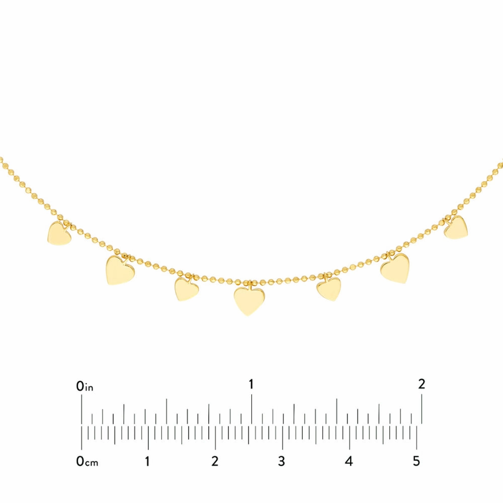 14k Gold Dangling Hearts Adjustable Necklace