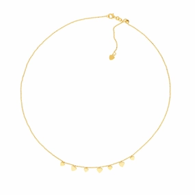 14k Gold Dangling Hearts Adjustable Necklace