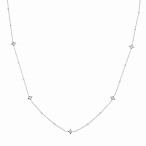 14k Gold Diamond Star & Beads Necklace