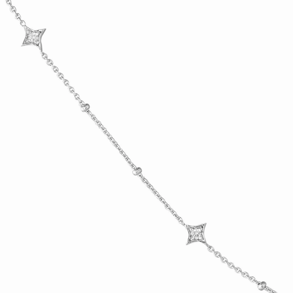 14k Gold Diamond Star & Beads Necklace