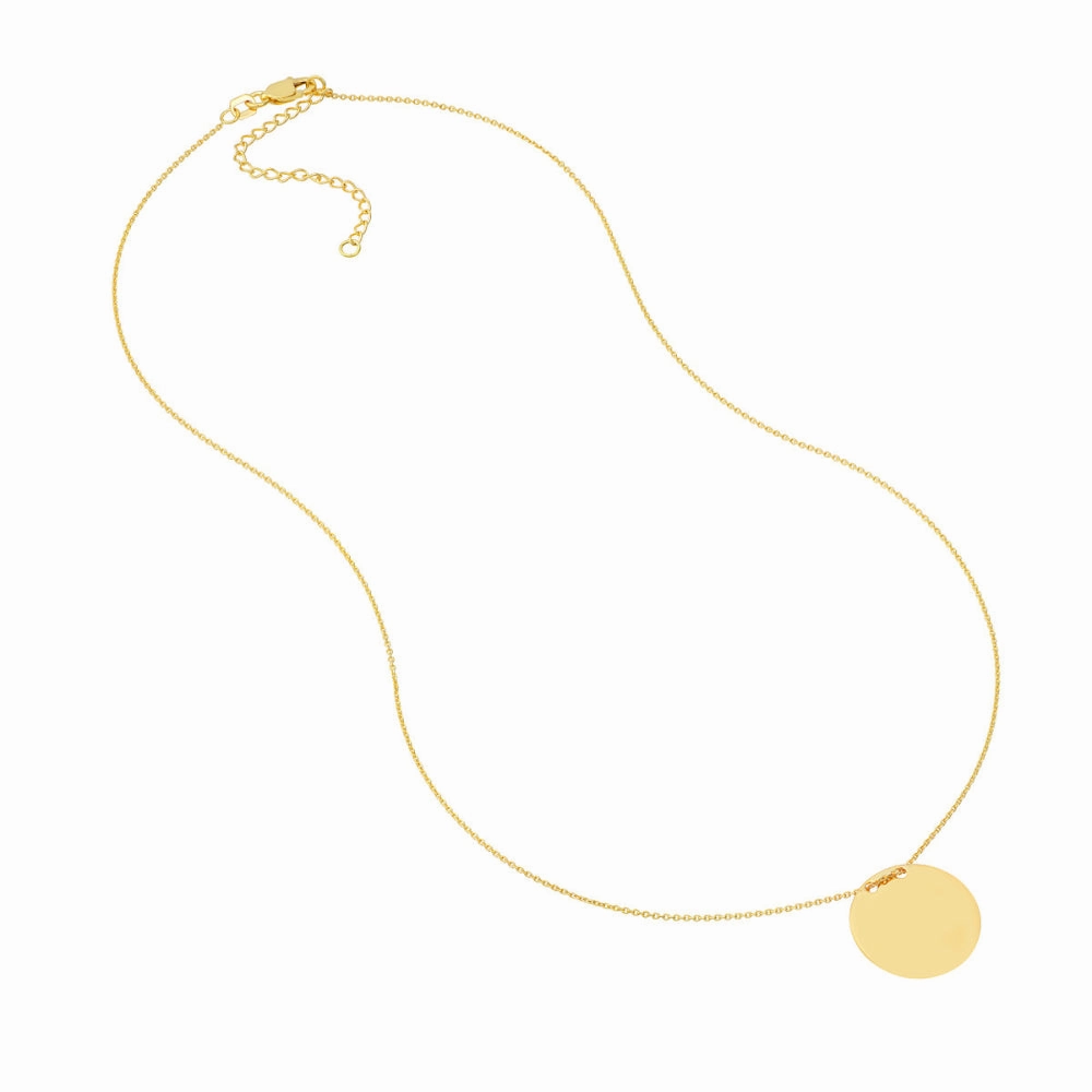 14k Gold Engravable Circle Plate Necklace