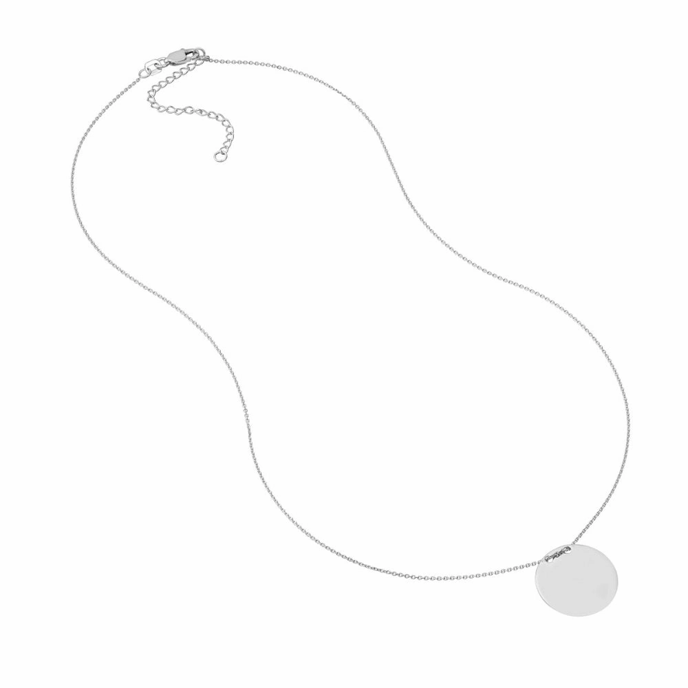 14k Gold Engravable Circle Plate Necklace