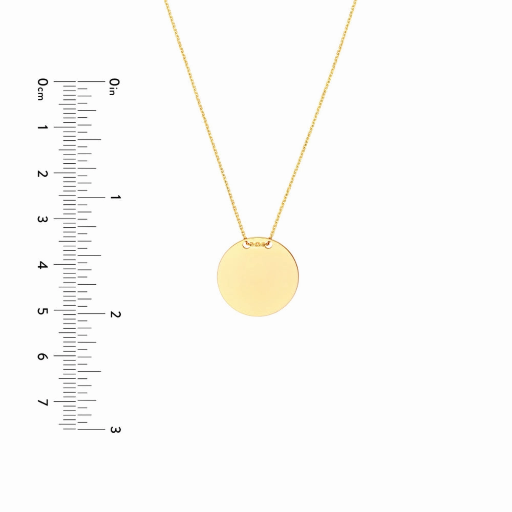 14k Gold Engravable Circle Plate Necklace