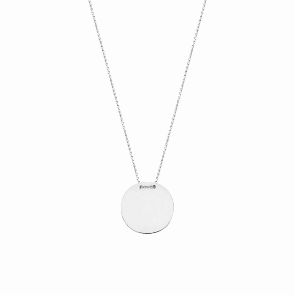 14k Gold Engravable Circle Plate Necklace