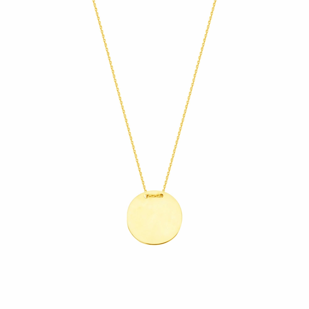 14k Gold Engravable Circle Plate Necklace