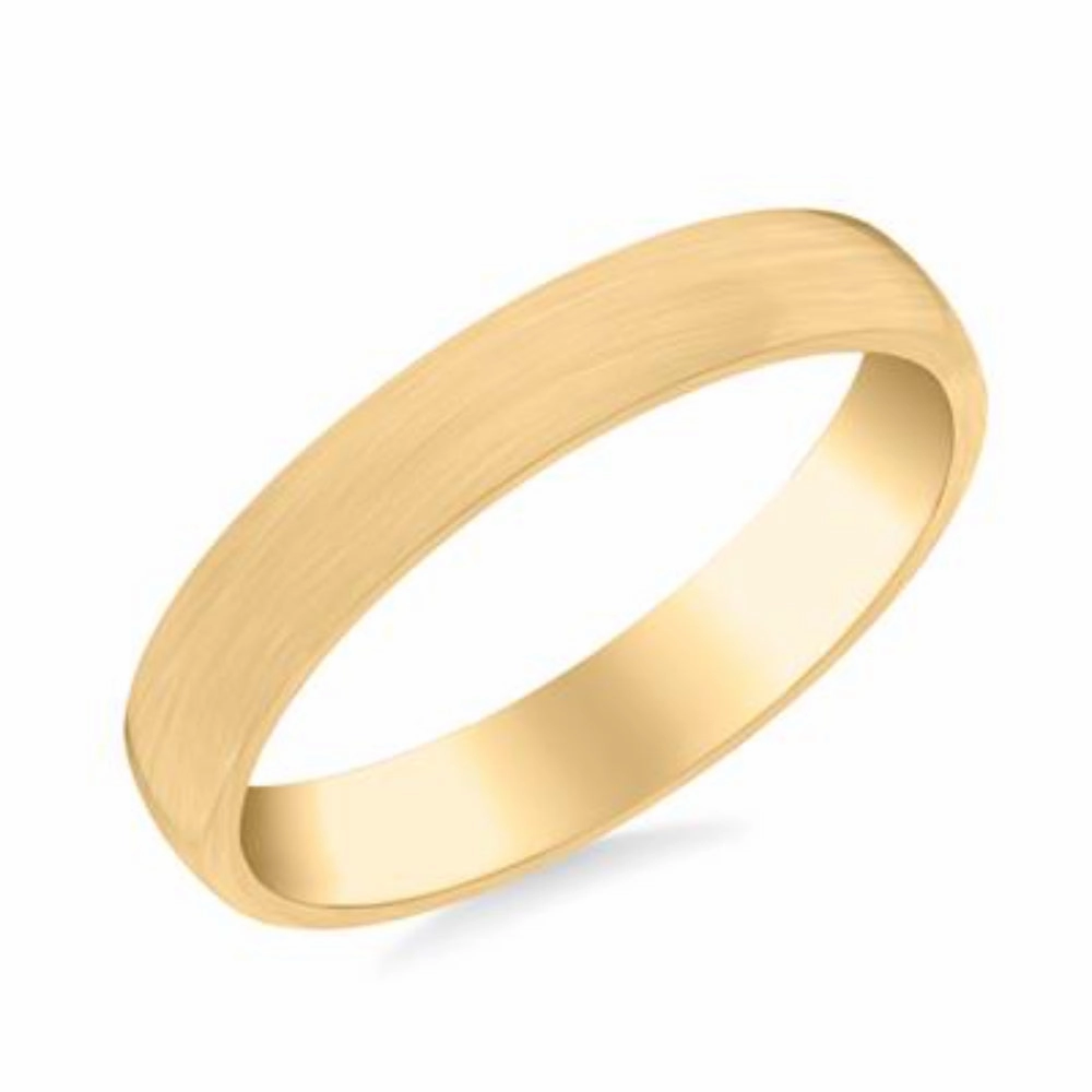 14k Gold European Fit Brushed Wedding Band 4mm