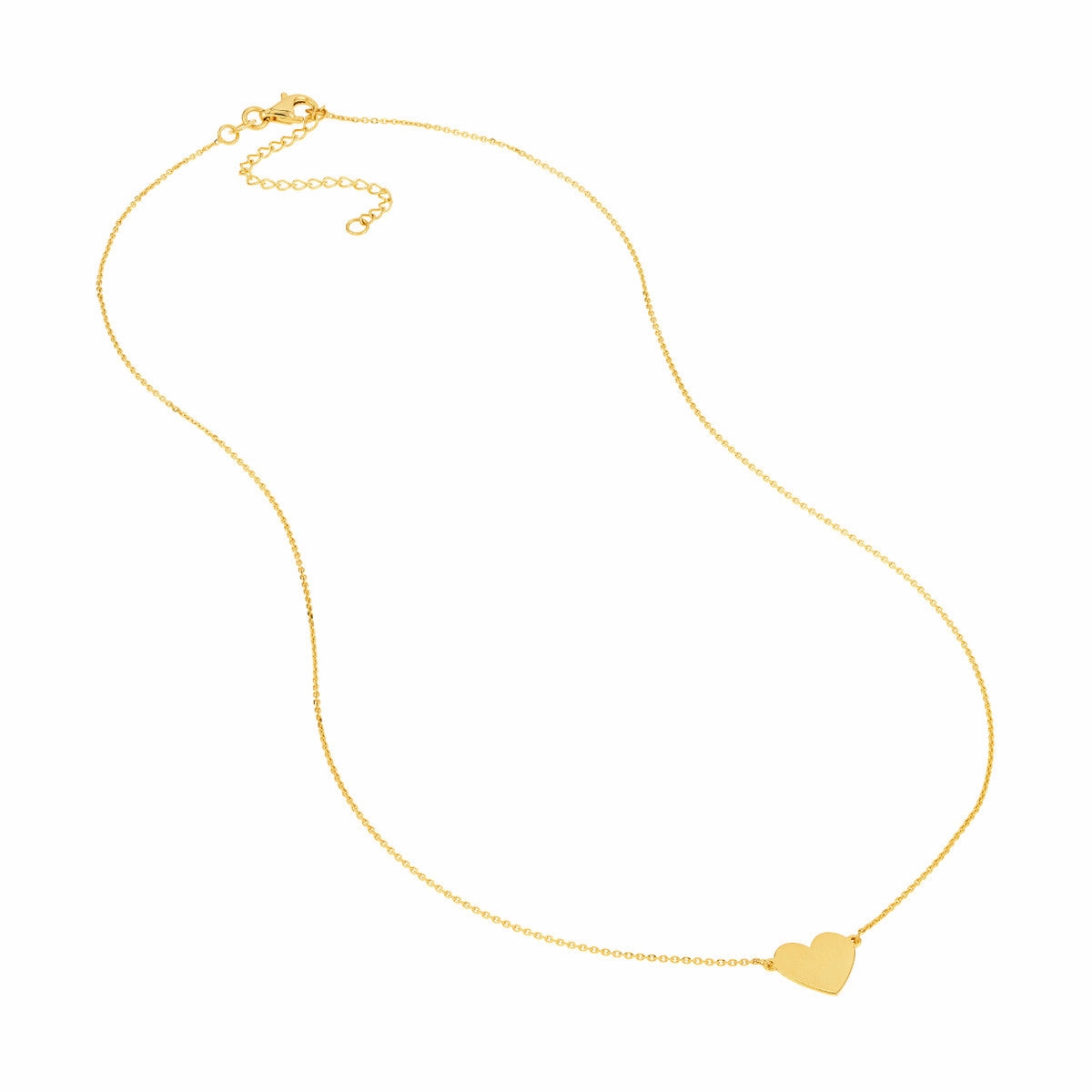 14K Gold Flat Heart Pendant Necklace