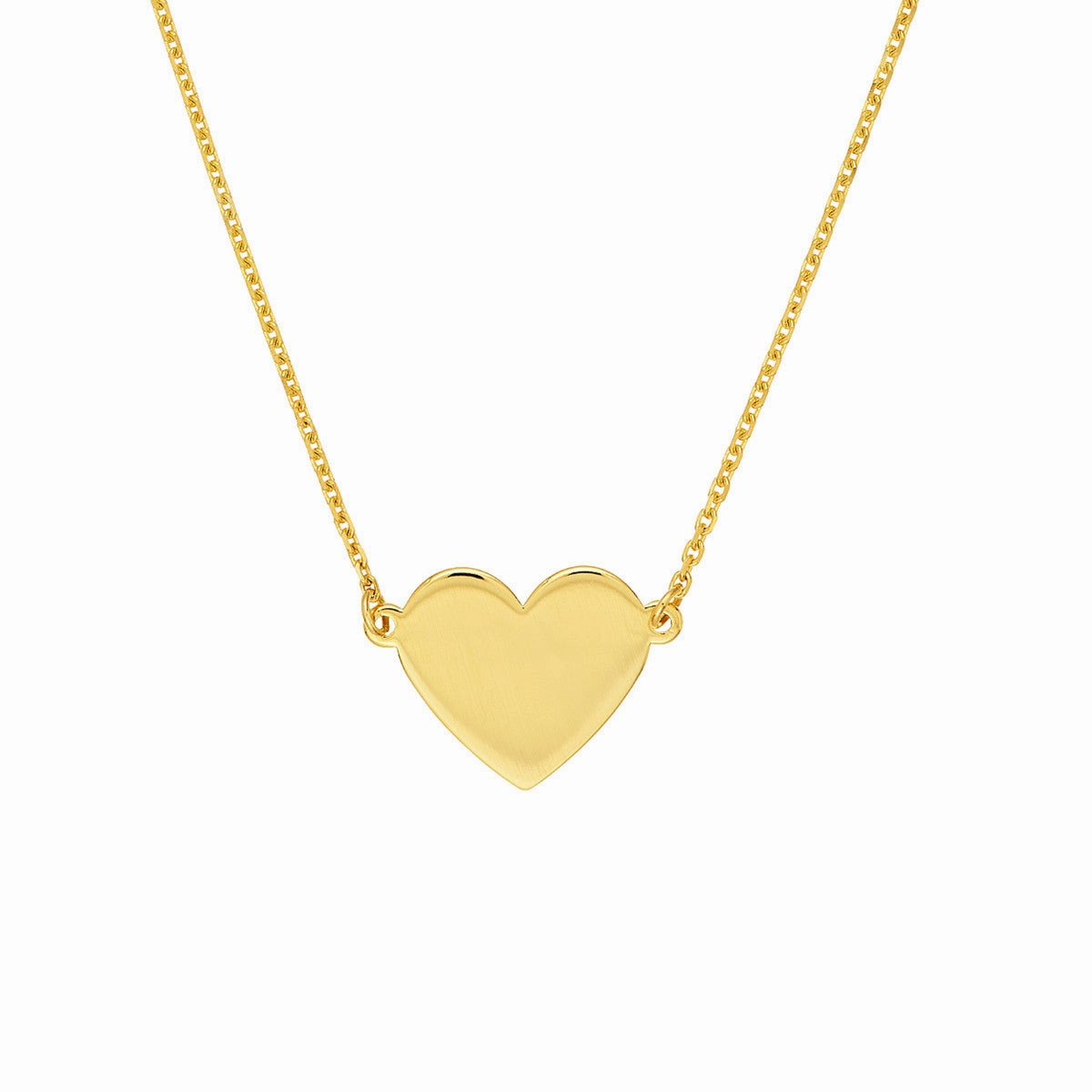 14K Gold Flat Heart Pendant Necklace