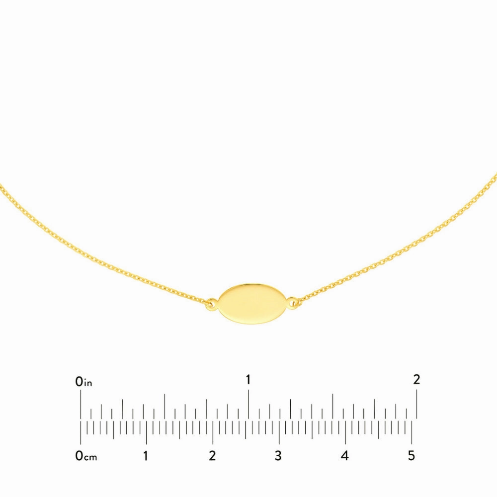 14k Gold Mini Engravable Oval Plate Adjustable Choker