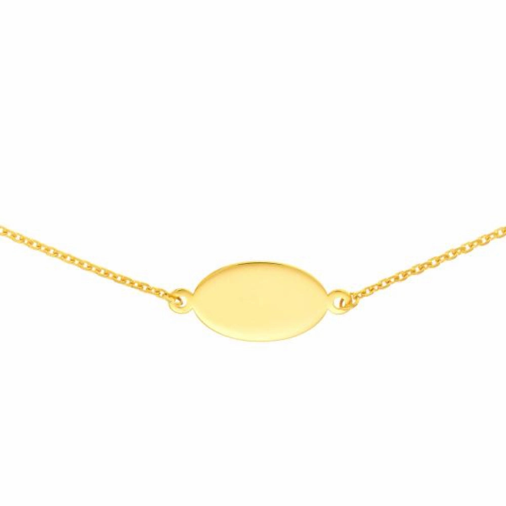14k Gold Mini Engravable Oval Plate Adjustable Choker