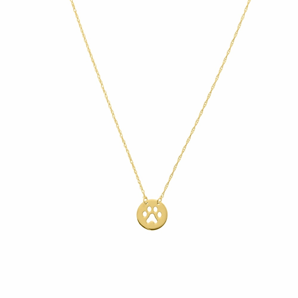 14k Gold Mini Paw-Print Pendant Necklace, 16-18"