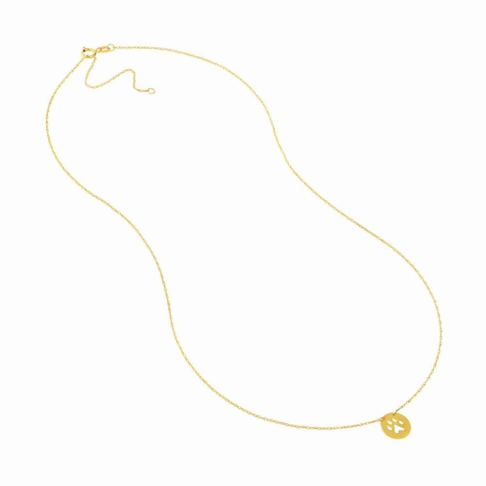 14k Gold Mini Paw-Print Pendant Necklace, 16-18"