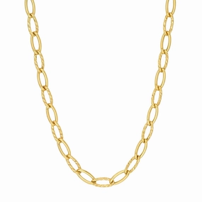 14k Gold Oval Twist Polished Links Chain, 18"