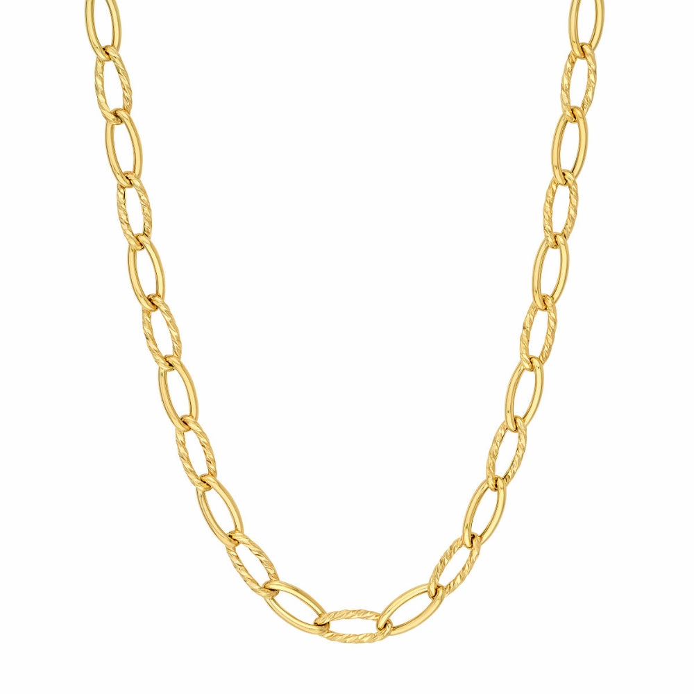 14k Gold Oval Twist Polished Links Chain, 18"