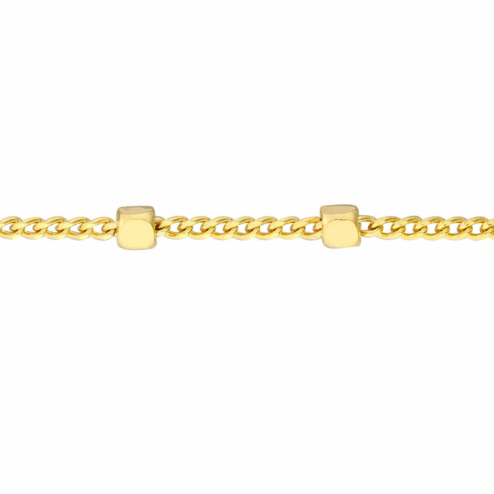 14k Gold Saturn Beaded Choker Chain Necklace