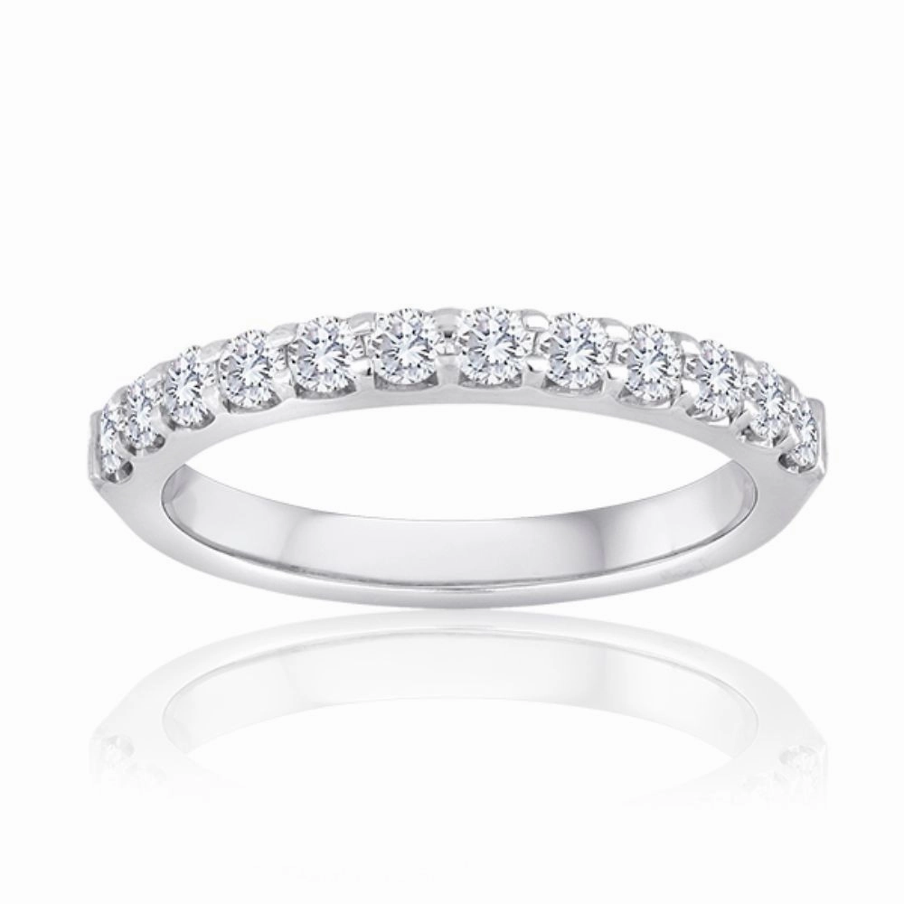 14k Gold Shared Prong Diamond Wedding Band