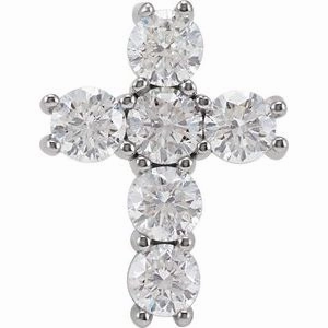 14K Rose 1 3/8 CTW Natural Diamond Cross Pendant