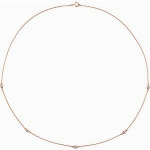 14K Rose 1/4 CTW Natural Diamond 5-Station 18" Necklace