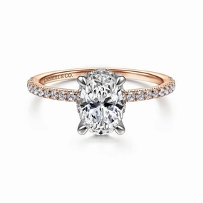 14K Rose And White Gold 'Hart' Hidden Halo Diamond Engagement Ring