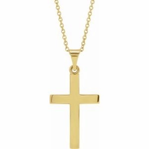 14K Rose Cross 18" Necklace