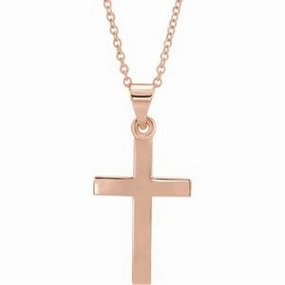 14K Rose Cross 18" Necklace