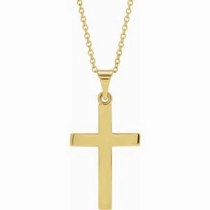 14K Rose Cross 18" Necklace