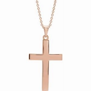 14K Rose Cross 18" Necklace