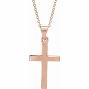 14K Rose Cross 18" Necklace
