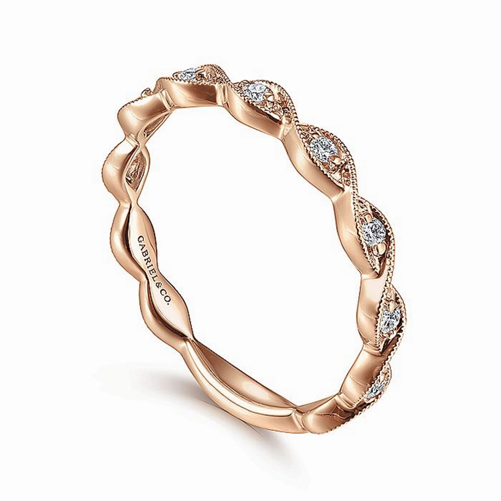 14K Rose Gold Diamond Stackable Ring