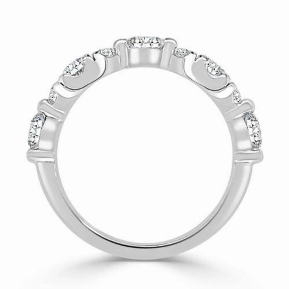 14k Round Diamond Wedding Band with Marquise Shapes