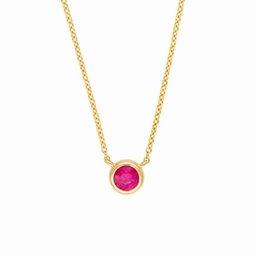 14k Ruby Stone Bezel Necklace