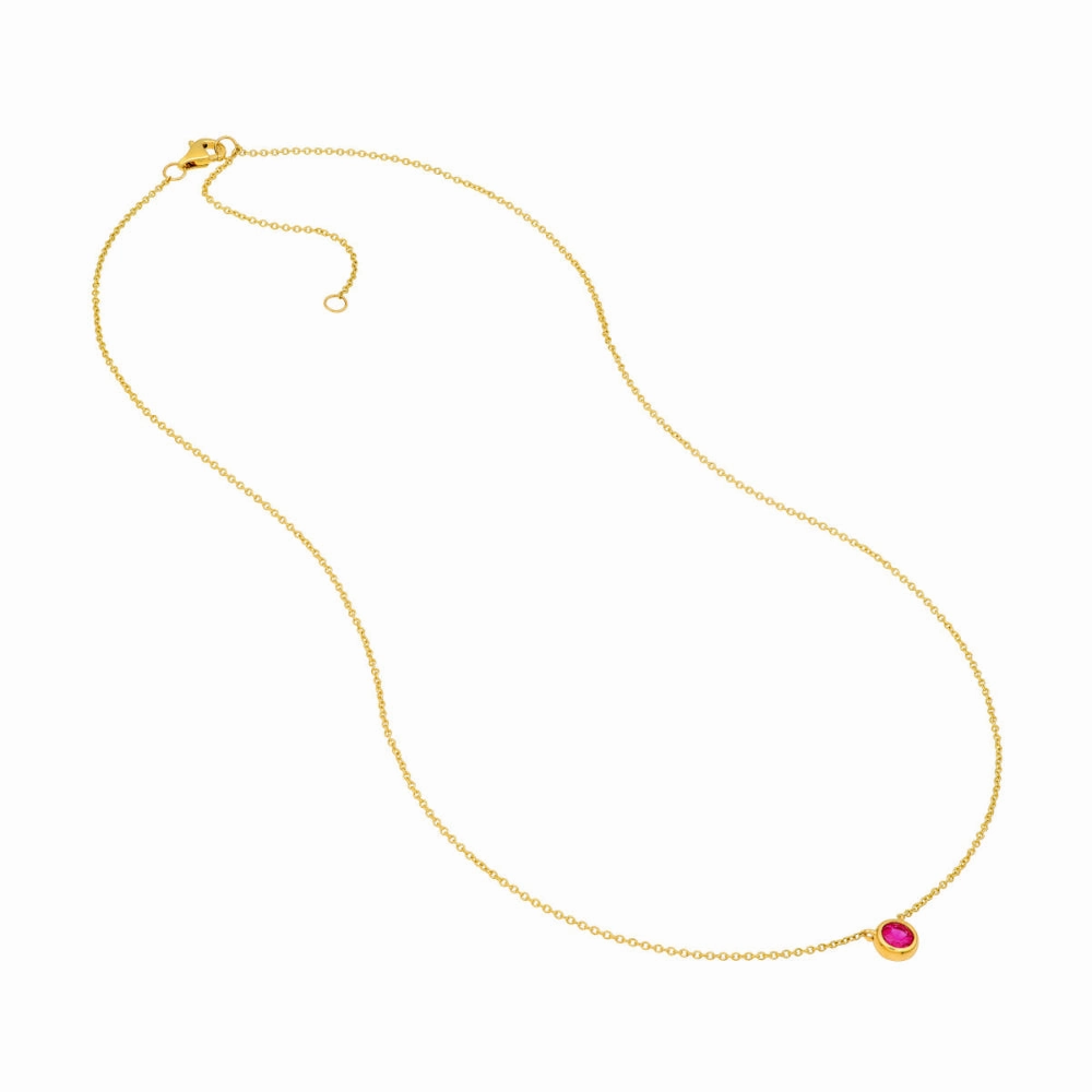 14k Ruby Stone Bezel Necklace