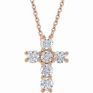 14K White 1/4 CTW Lab-Grown Diamond Cross 18" Necklace