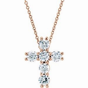 14K White 1/4 CTW Lab-Grown Diamond Cross 18" Necklace