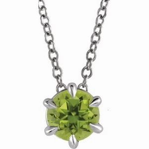 14K White 3/4 CT Natural Diamond Solitaire 16-18" Necklace