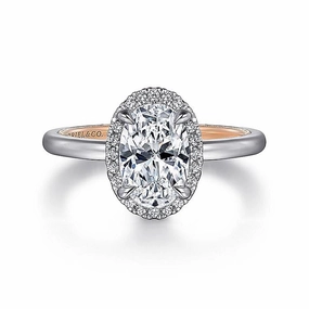 14K White And Rose Gold 'Amelie' Halo Oval Diamond Engagement Ring