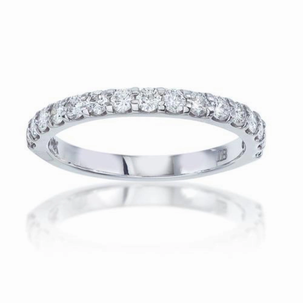 14k White Gold 16 Stone Wedding Band