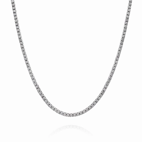14k White Gold 17" Straight 173 Diamond Tennis Necklace